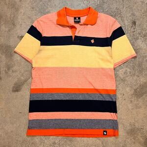 Southpole Polo Shirt Mens Large Red Black Striped Short Sleeve Hip Hop Y2K